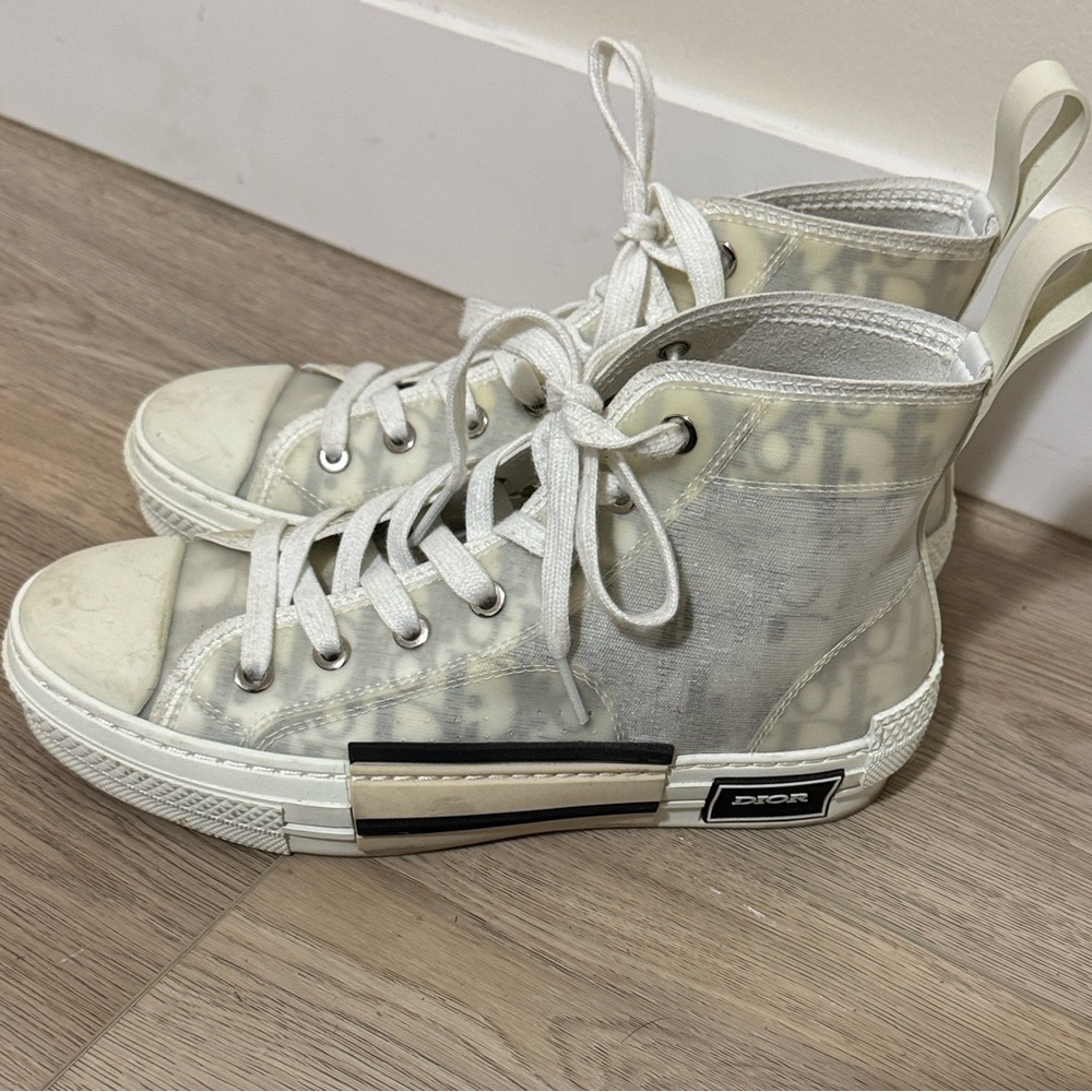 Dior White and Gray High-Top Sneakers